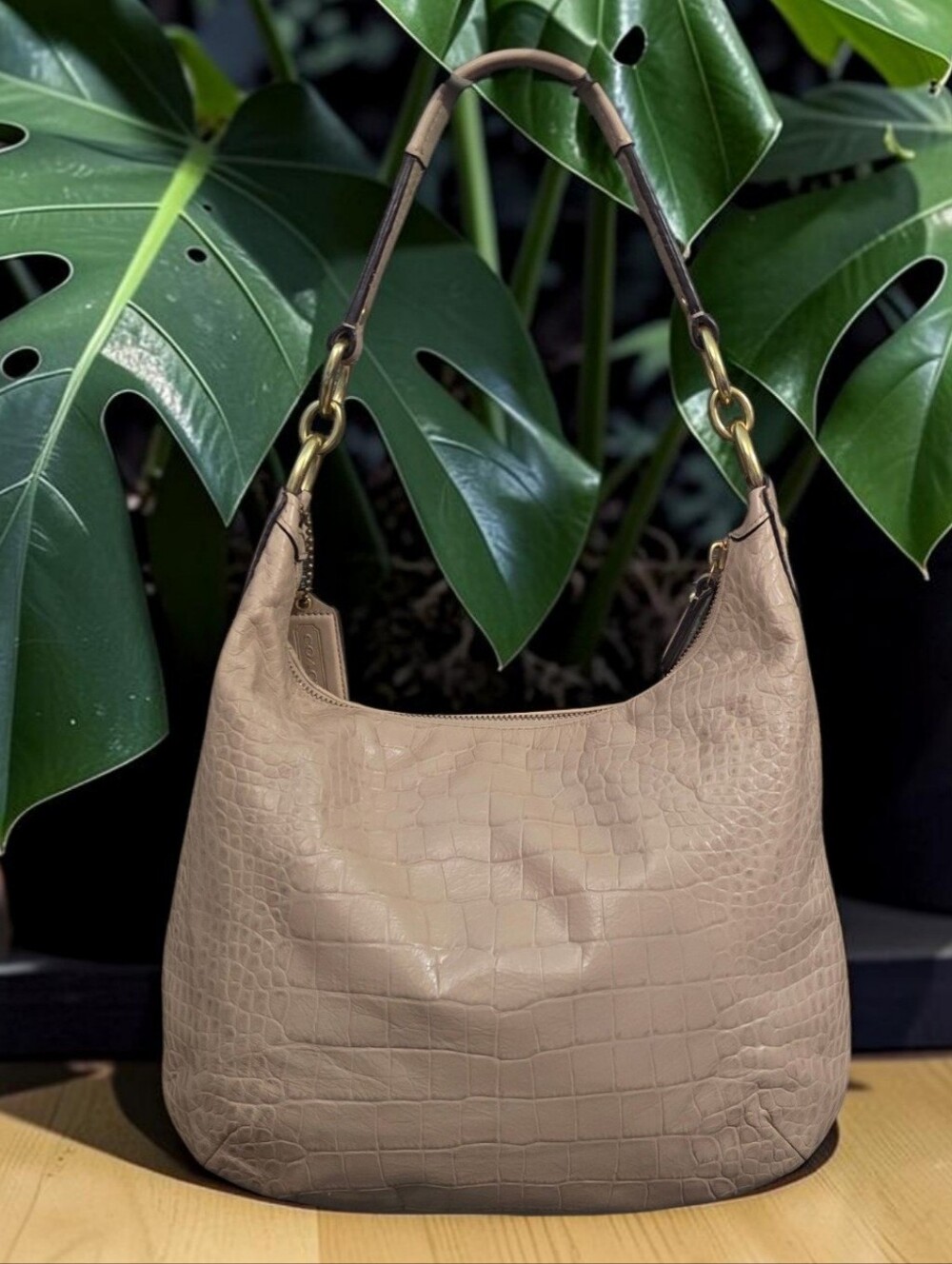 💥Coach Kristin Croc-Embossed Leather Hobo Bag - Picture 3 of 10
